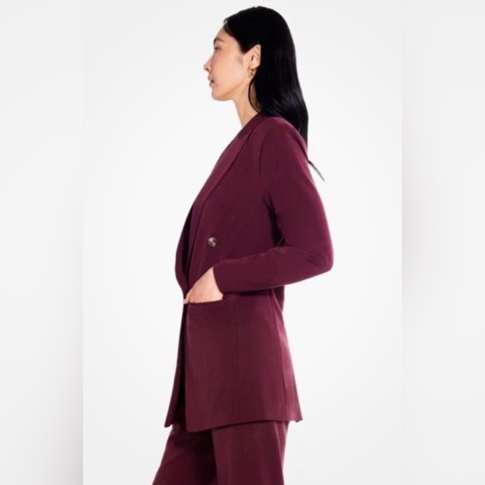 Nic + Zoe The Avenue Blazer Red Wine Color One Button Blazer Size 2 - Picture 3 of 9